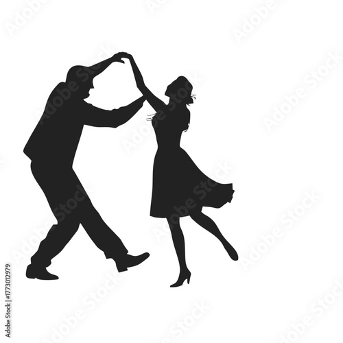 vector silhouette of dancing couple