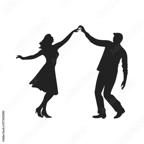 vector silhouette of dancing couple