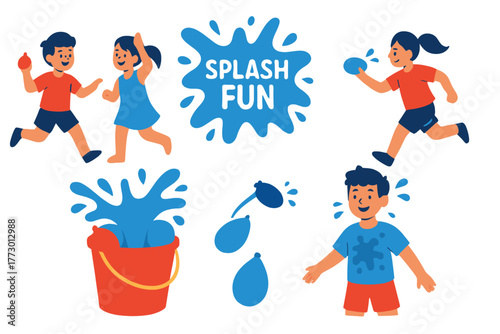 Children enjoying splash fun in a vibrant outdoor setting during a sunny summer afternoon