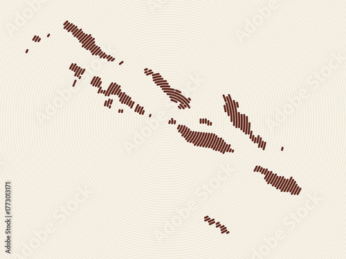 Solomon Islands shape rings. Country map formed by stacked circles. Solomon Islands boundary shape design. Creative vector illustration.