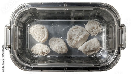 Transparent plastic container isolated on white, high clarity image