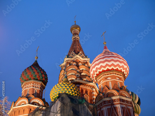 Photography vibrant religious architecture, historic red square features iconic russian orth