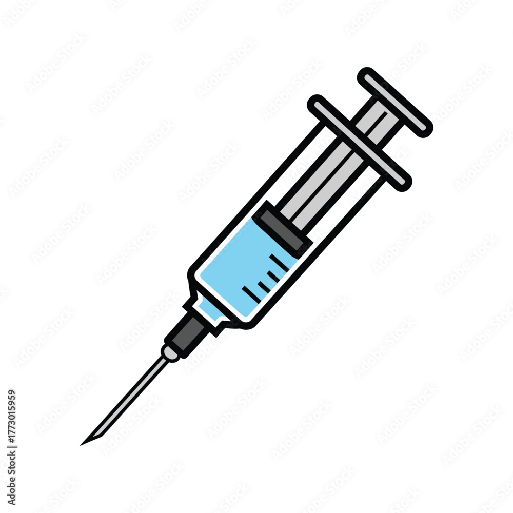 Fototapeta premium Syringe with blue liquid, a vital tool for health and medicine