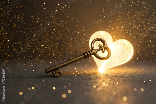 Golden key and glowing heart symbolizing trust and emotional connection
