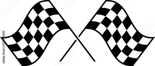 Two crossed checkered flags symbolizing racing victory and competition