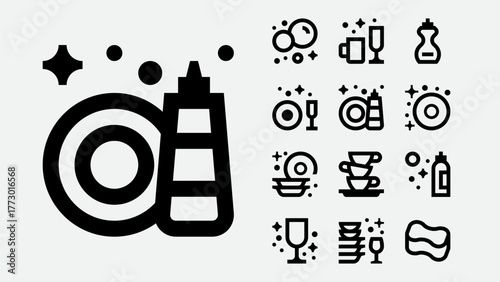 Dishwashing Line Icons