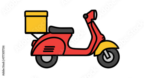 Fast Food Delivery Scooter Vector Illustration