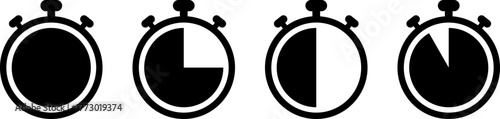 Four stopwatch icons showing progress through time