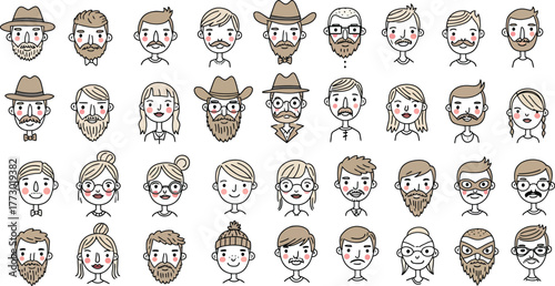 Diverse Hand-Drawn Avatar Collection People Profile Designs