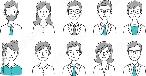 Conceptual representations of diverse professional avatars set