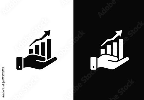 Financial analytics growth icon progress and profit concept