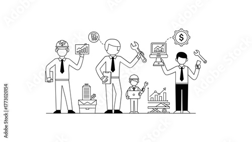 Team of business professionals working together