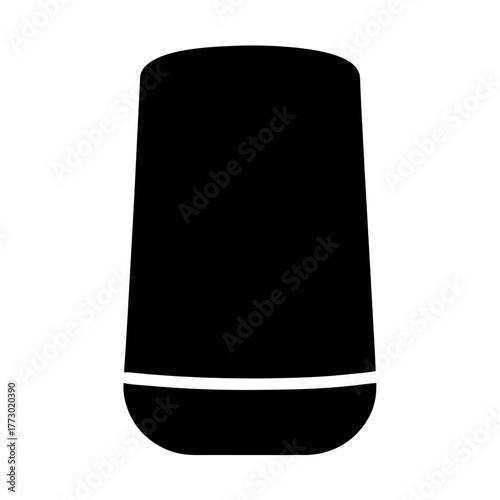 Smart home speaker device voice assistant digital ai technology black and white vector icon
