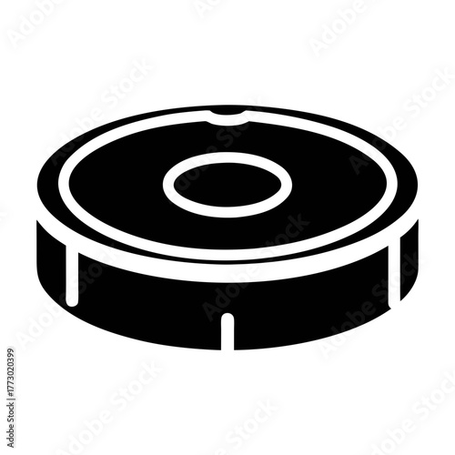 Robot vacuum cleaner icon for automated house cleaning and smart home appliance technology design