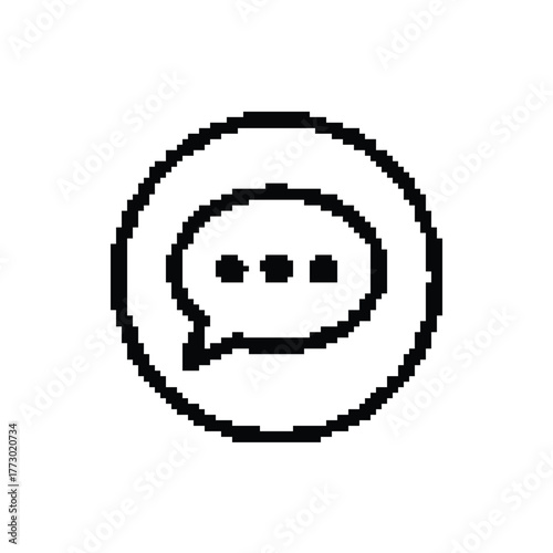Pixelated Speech Bubble with Dots in Circle for Chat Icon