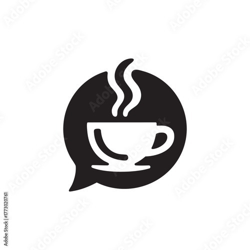Coffee Cup Icon with Chat Bubble Symbolizing Coffee Talk and Communication
