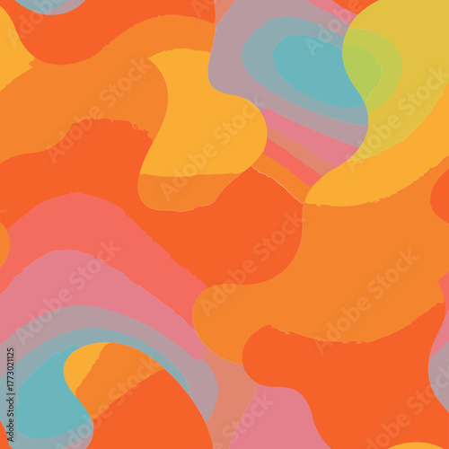 Abstract vibrant fluid shapes in warm, summery colors. Dynamic fluid shapes with a soft, flowing design. Modern abstract design for a digital backdrop.