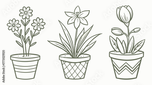 Potted Plants and Spring Flowers Icon Set – Flat Minimal Vector Design for Garden and Home Decor Potted Plants and Spring Flowers Icon Set – Flat Minimal Vector Design for Garden and Home Decor
