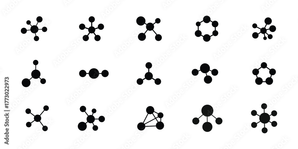 Fototapeta premium Molecule. Molecule flat glyph icons set.