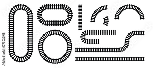 Rail track. Collection of Railroad Tracks in Various Shapes.