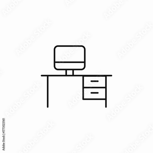 computer monitor desk icon sign vector