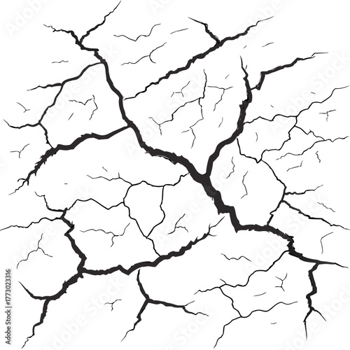 Cracked ground surface, vector illustration