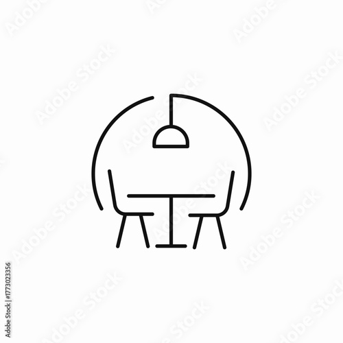 dining table chairs lamp icon sign vector