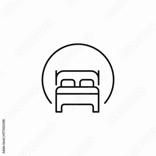double bed bedroom icon sign vector