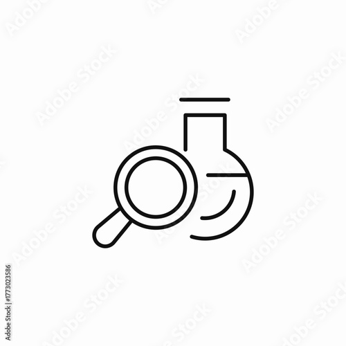 flask magnifying glass science icon sign vector