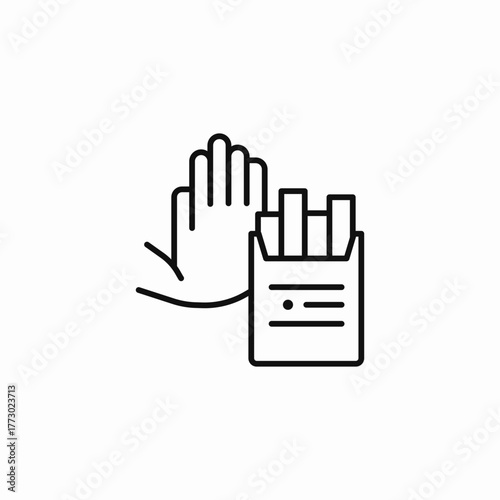 hand refusing cigarette pack icon sign vector