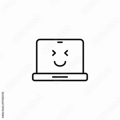 happy laptop screen icon sign vector