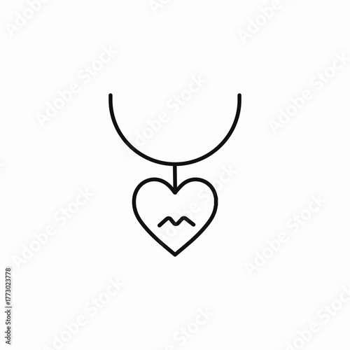 heart necklace jewelry icon sign vector