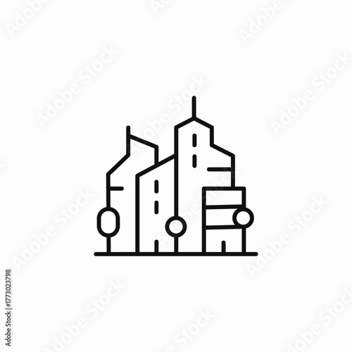 high-rise downtown area icon sign vector