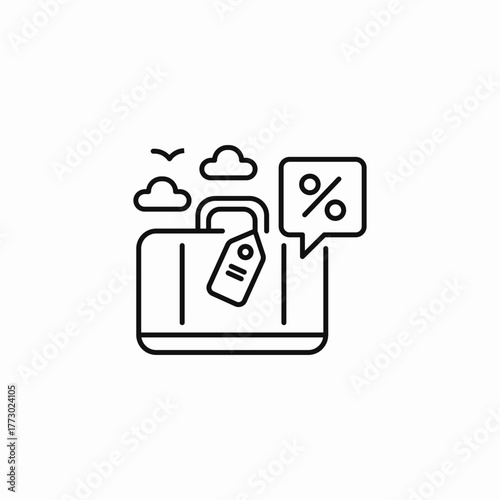 luggage travel discount icon sign vector