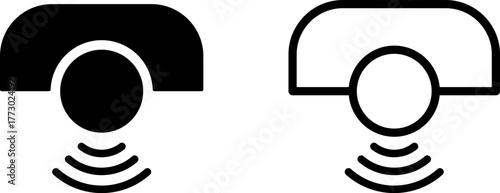 Icon of a hand dryer with sensor and waves