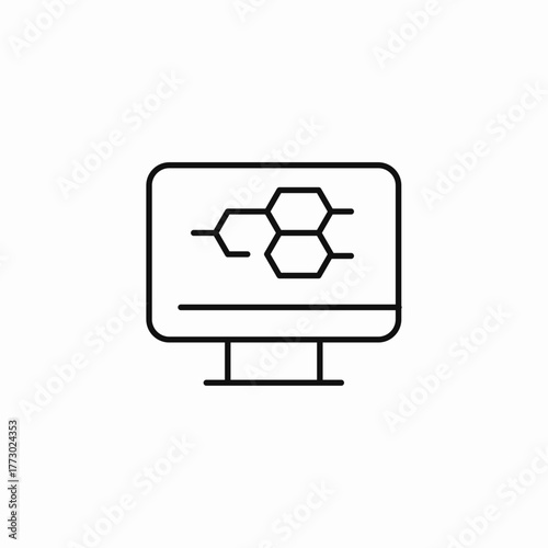 monitor molecular structure icon sign vector