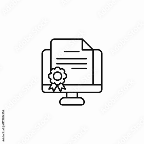 online course certificate icon sign vector