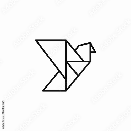 origami geometric bird icon sign vector