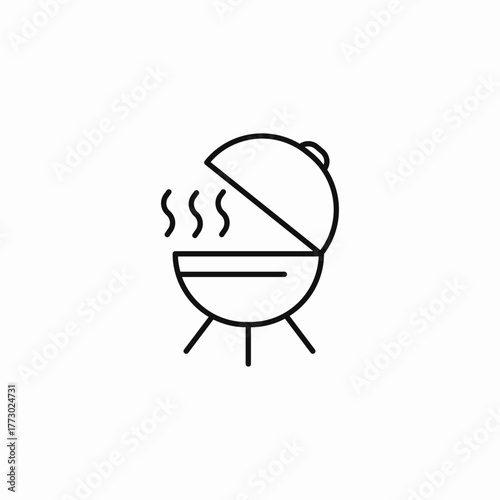 outdoor barbecue grill cooking icon sign vector