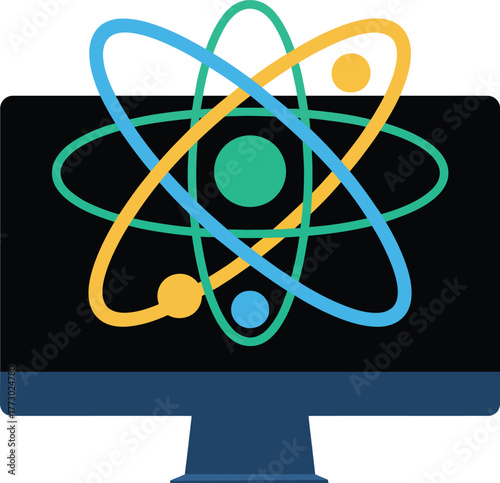 Computer screen displaying atomic structure model