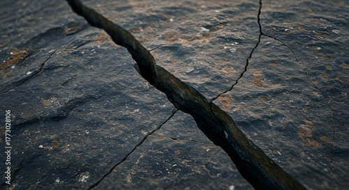 The sharp, clean angle of a rock fracture.