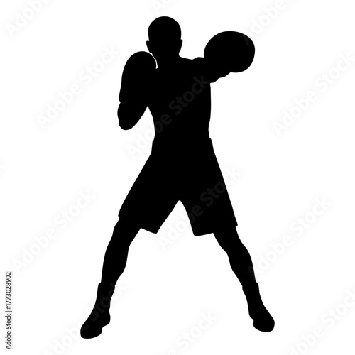 Boxer Punching Silhouette Graphic Illustration