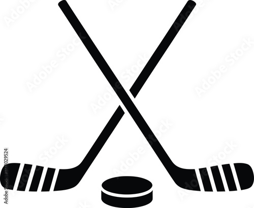 Crossed Hockey Sticks and Puck Sports Icon