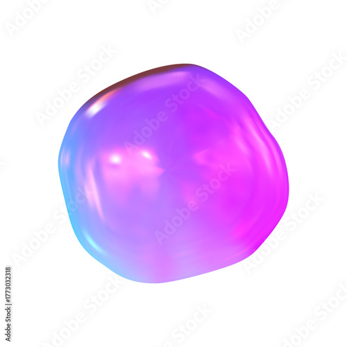 Iridescent Y2K chrome 3D shape in metallic hues. Glossy y2k holographic tones and smooth reflection define a modern 3D chrome shape.