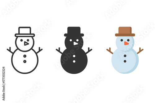 Tri-Style Snow Sculptures. Minimalist snow sculpture icon: three identical finished snow sculptures in a row, first in line style