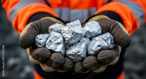 Mining industry concept: precious metals and raw resources extracted from the earth.