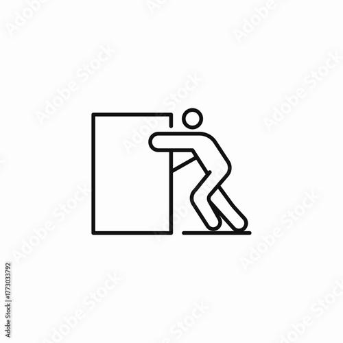 pushing heavy object icon sign vector
