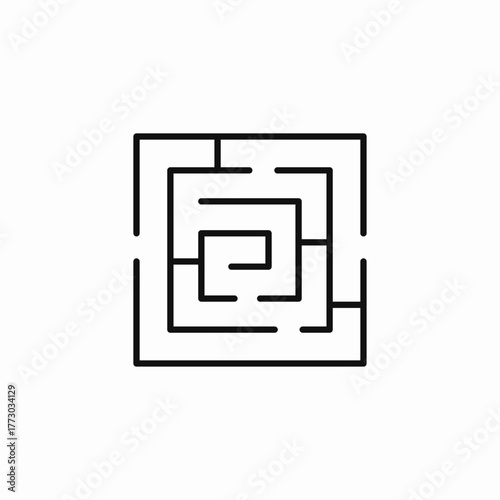 square spiral maze icon sign vector