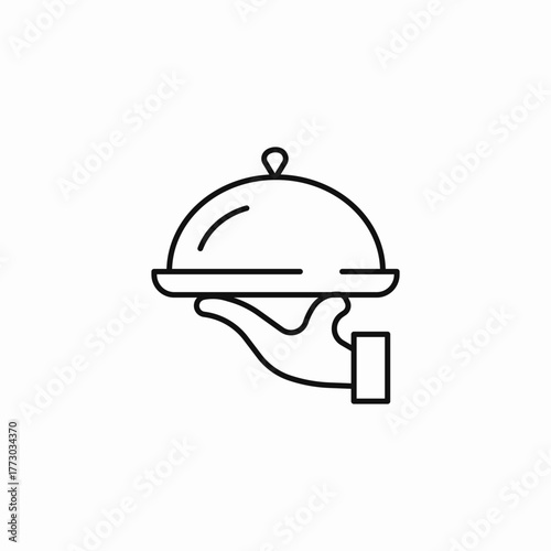 waiter serving dish cloche icon sign vector