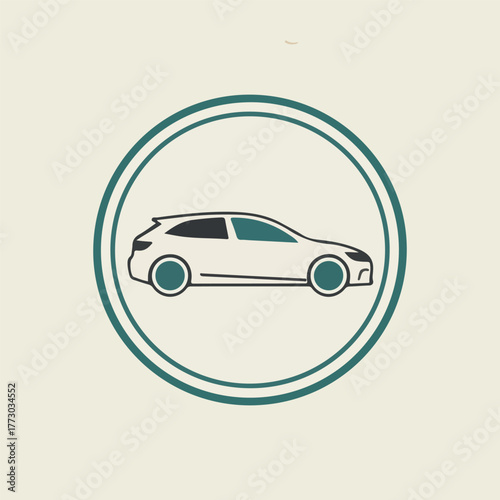 Minimalist Car Vector Icon, Sedan Side View